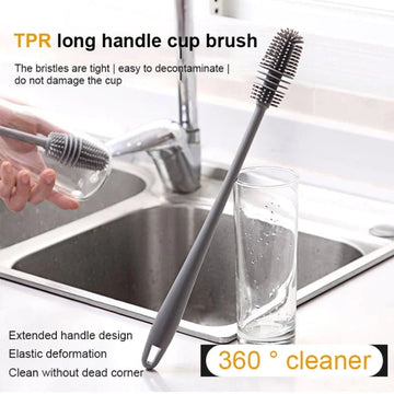 Silicone long handle cup brush