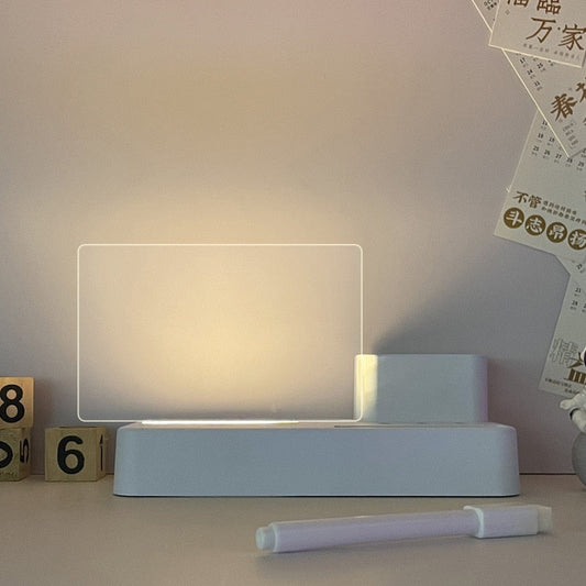 Transparent Luminous Led Night Lights Acrylic Erasable Write Message Board C